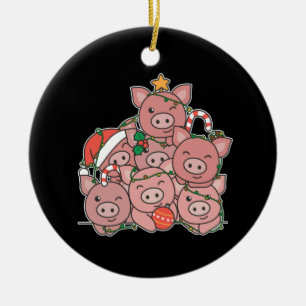 Décoration En Céramique Pig Christmas Tree Funny Animal Christmas