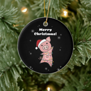 Décoration En Céramique Pig Merry Christmas Animals Pigs Adult Cloth Face
