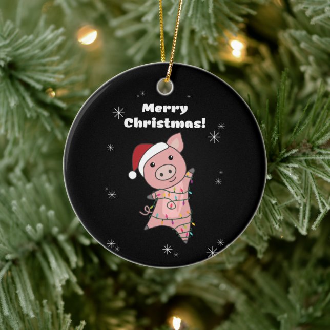 Décoration En Céramique Pig Merry Christmas Animals Pigs Adult Cloth Face (Arbre)