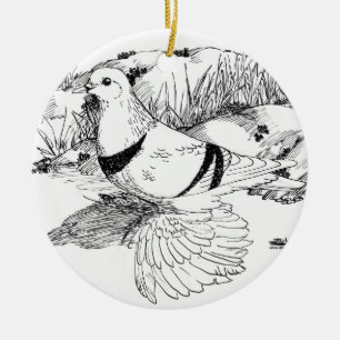 Décoration En Céramique Pigeon du croissant saxon 1973