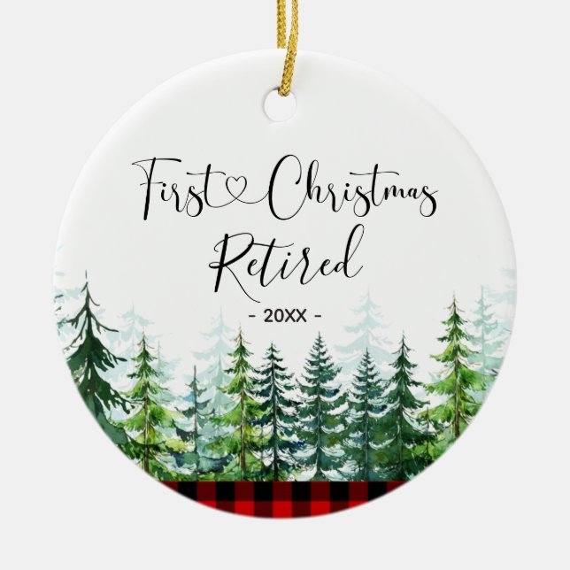 Décoration En Céramique Pin de bûcheron Retraité Premier Noël (Devant)