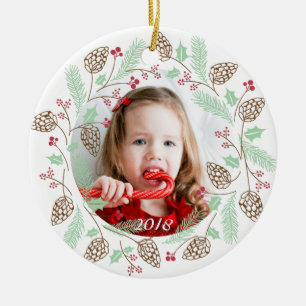 Décoration En Céramique Pin rouge et vert mignon et serrure Noël