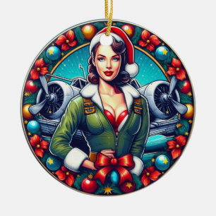 Décoration En Céramique Pin-up Fille Ornament de Noël