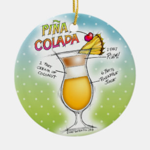 DÉCORATION EN CÉRAMIQUE PINA COLADA RECETTE COCKTAIL ART
