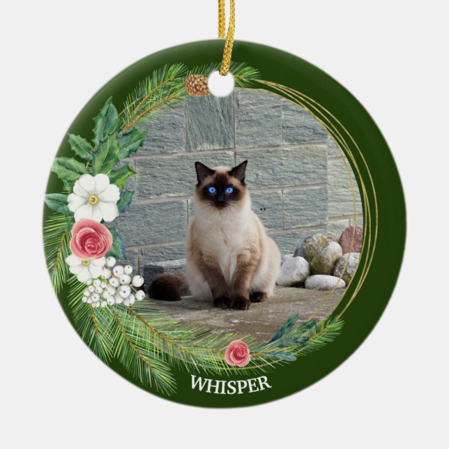 Décoration En Céramique Pine Wreath with Roses Petunias White Berries (Devant)