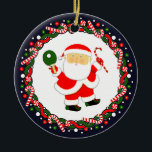 Décoration En Céramique Ping-Pong Tennis De Table<br><div class="desc">Pong de ping-pong créative cadeau de vacances avec un amusant joueur de ping-pong Père Noël. Pour personnaliser le texte de modification pour ajouter son nom.</div>