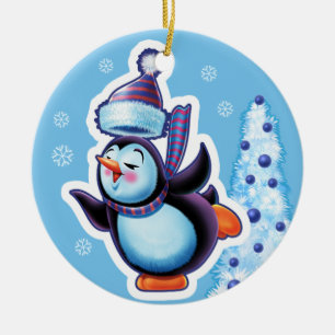 Décoration En Céramique Pingouin à double face/bonhomme de neige