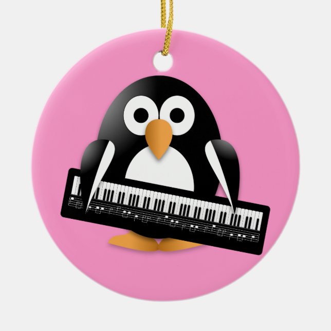 Décoration En Céramique Pingouin avec piano (Devant)