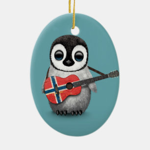 Décoration En Céramique Pingouin de bébé jouant le bleu norvégien de