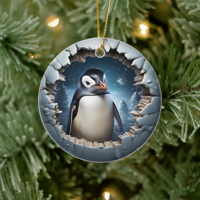 Décoration En Céramique Pingouin de Noël 3D (Arbre)