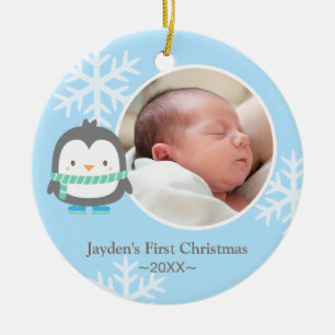Décoration En Céramique Pingouin mignon et flocons de neige Bébé Noël Phot