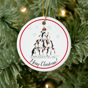 Décoration En Céramique Pingouin Noël Arbre amusant Dessin de vacances