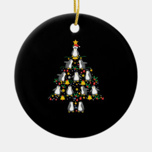 Décoration En Céramique Pingouin Noël Arbre Penguin Lumières de Noël