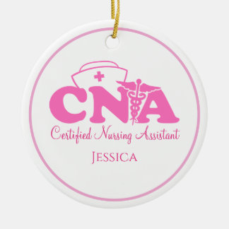 Décoration En Céramique Pink Blanc Personnalisé CNA Infirmière Noël