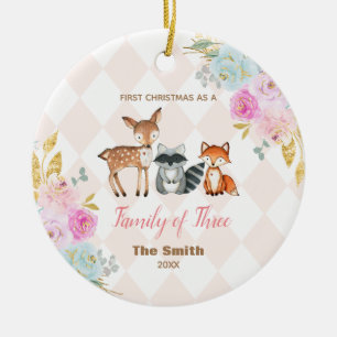 Décoration En Céramique Pink Floral Premier Noël en famille de 3