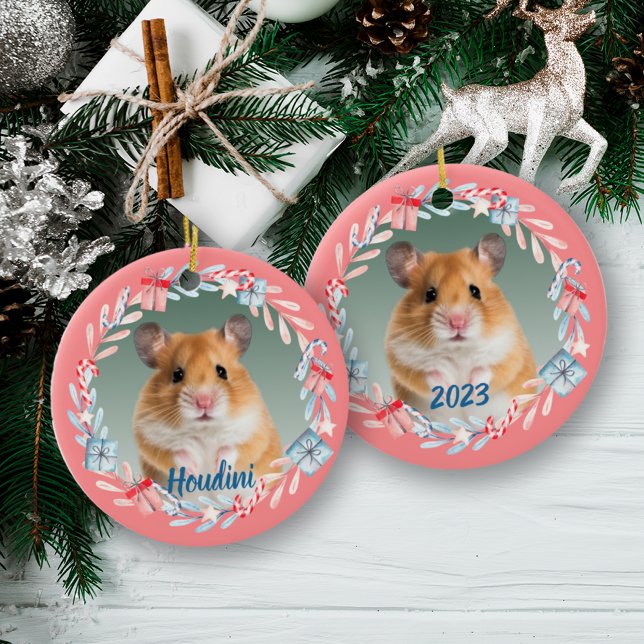 Décoration En Céramique Pink Keepsaké Photo Holiday Wreath (Créateur téléchargé)