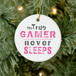 Décoration En Céramique Pink True Gamer ne dort jamais Citer Girl Gamer