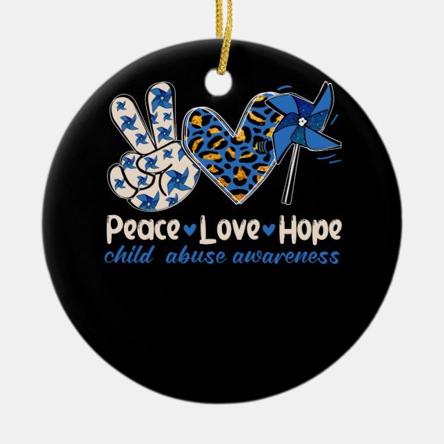 Décoration En Céramique Pinwheel Peace Love Hope Child Abuse Prevention Aw (Devant)