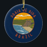 Décoration En Céramique Pipa Beach Brésil Travel Art Vintage<br><div class="desc">Pipa Beach dans un style vectoriel. Pipa Beach est l'une des plages les plus célèbres du Brésil. Situé à côté de la ville de Natal,  la capitale de l'état du Rio Grande do Norte.</div>