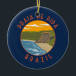 Décoration En Céramique Pipa Beach Brésil Travel Art Vintage<br><div class="desc">Pipa Beach dans un style vectoriel. Pipa Beach est l'une des plages les plus célèbres du Brésil. Situé à côté de la ville de Natal,  la capitale de l'état du Rio Grande do Norte.</div>
