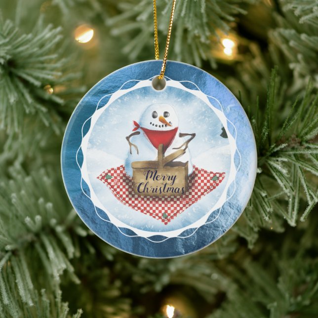 Décoration En Céramique Pique-nique Snowman blizzard personnalisé Noël (Arbre)