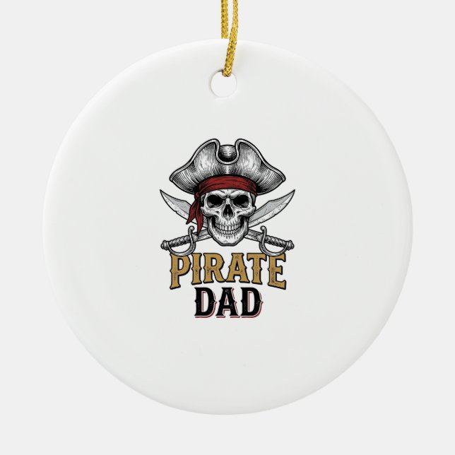 Décoration En Céramique Pirate Dad Skull Sword Vintage Engraving Shirt_1 (Devant)