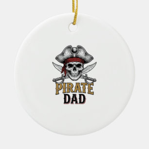 Décoration En Céramique Pirate Papa Crâne Épée Vintage Gravure T-Shirt_1