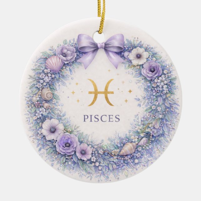 Décoration En Céramique Pisces Zodiac Christmas Ornament – Winter Wreath i (Devant)