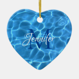 Décoration En Céramique Piscine Aqua Bleu Photo Monogrammé