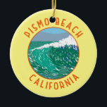 Décoration En Céramique Pismo Beach California Travel Art Vintage<br><div class="desc">Pismo Beach dans un style vectoriel. Elle est connue pour ses caves et ses nombreuses plages.</div>