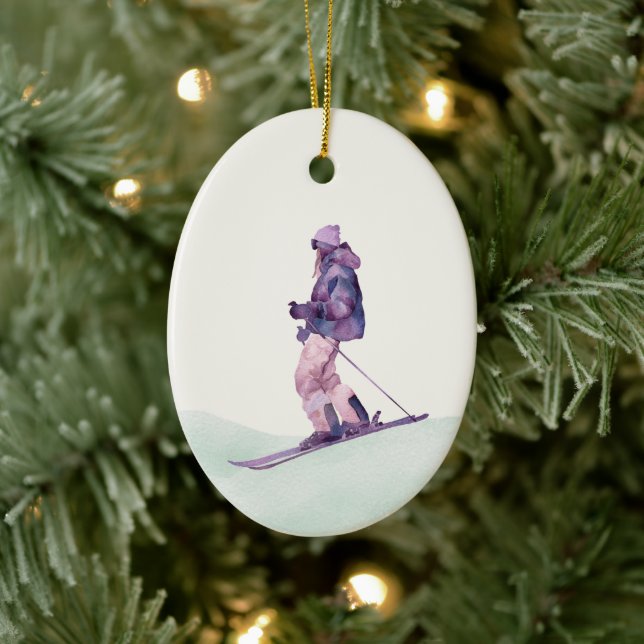Décoration En Céramique Pistes de ski en HIVER Skieur (Arbre)