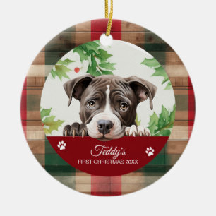 Décoration En Céramique Pit Bull Américain Noël Personnalisé