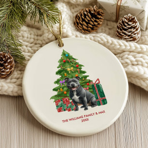 Décoration En Céramique Pitbull Chien Noël personnalisé