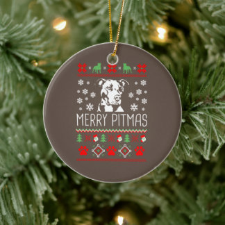 Décoration En Céramique Pitbull Christmas Merry Pitmas Ugly Christm