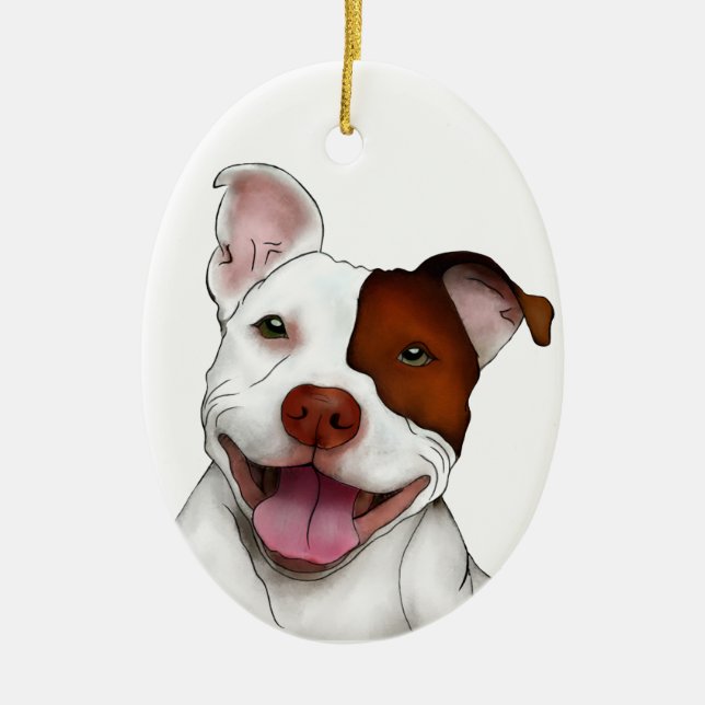 Décoration En Céramique Pitbull de sourire heureux (Devant)