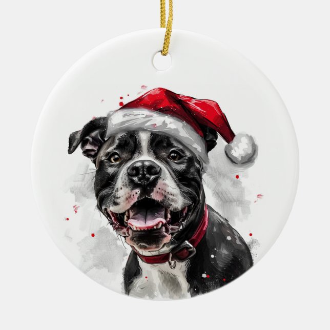 Décoration En Céramique Pitbull Dog Christmas Personalized (Devant)