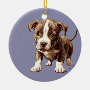 Décoration En Céramique Pitbull Ornament personnalisable cadeau