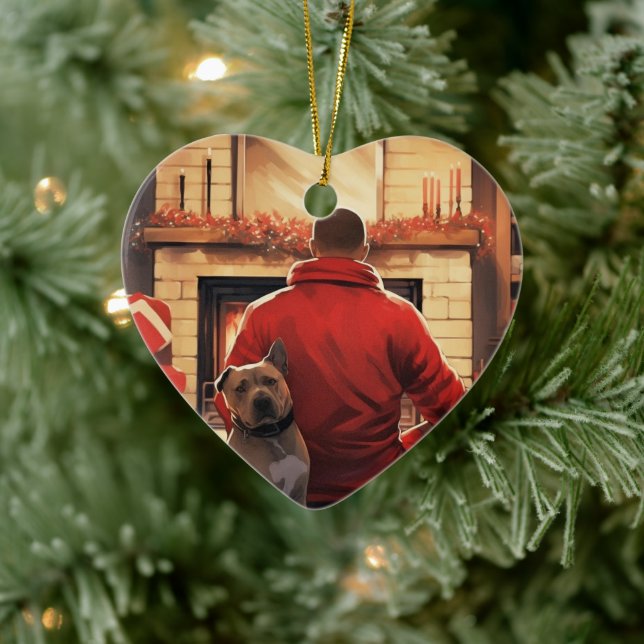 Décoration En Céramique Pitbull Pompier Noël, Cadeau pour Amoureux de les  (Arbre)