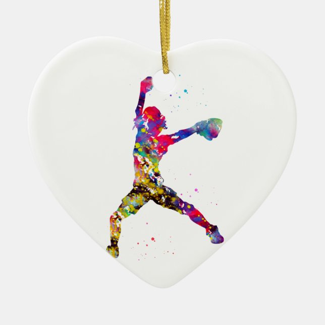 Décoration En Céramique Pitcher du softball de baseball (Devant)