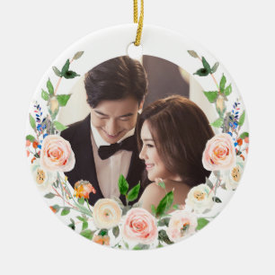 Décoration En Céramique PixDezines Blush Rose Wreath, premier Noël