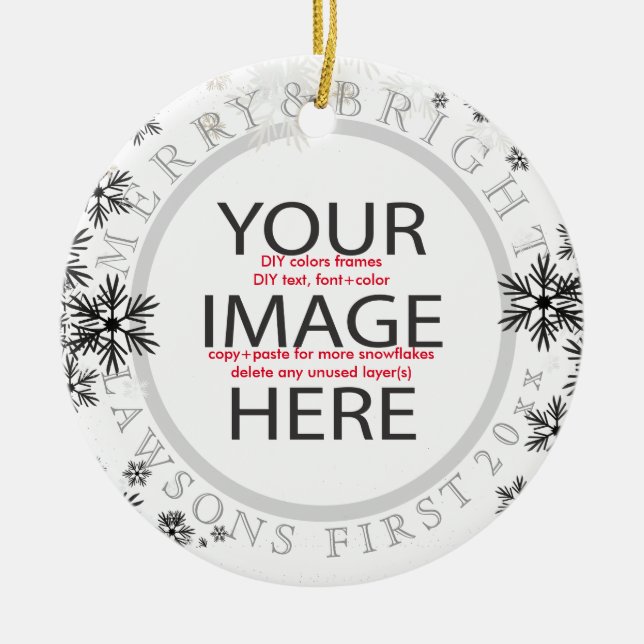 Décoration En Céramique PixDezines notre premier Noël/DIY couleurs (Devant)