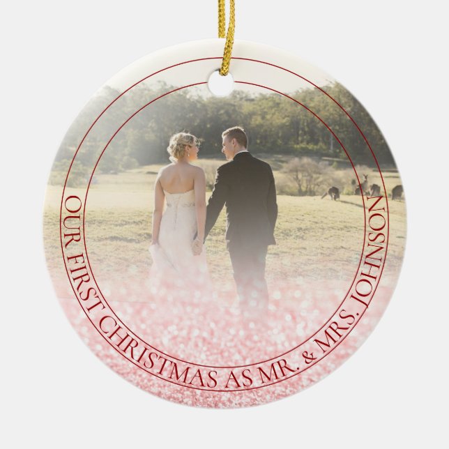 Décoration En Céramique PixDezines Notre premier Noël, Parties scintillant (Devant)