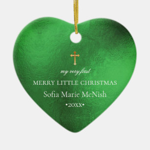 Décoration En Céramique PixDezines Photo de Noël du bébé, Emeraude