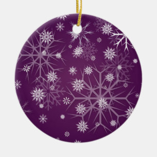 Décoration En Céramique PixDezines Snowflakes White + Plum