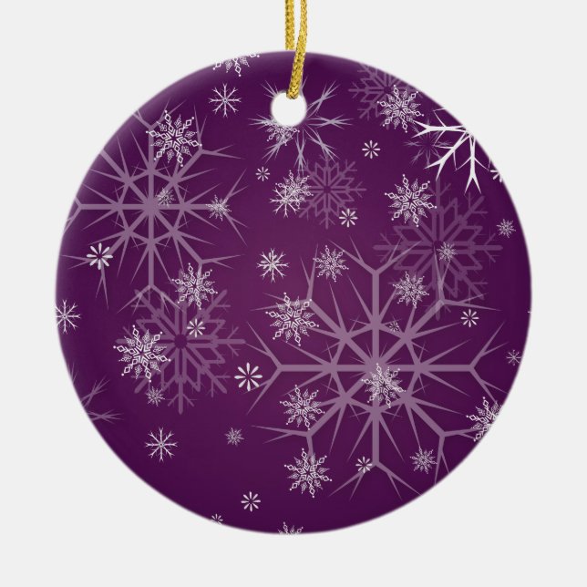 Décoration En Céramique PixDezines Snowflakes White + Plum (Devant)
