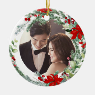 Décoration En Céramique PixDezines Wreath hiver, premier Noël