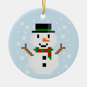 Décoration En Céramique Pixel Art SNOWMAN