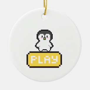 Décoration En Céramique Pixel Penguin Play Gamer