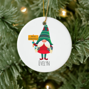 Décoration En Céramique Placard de retenue Gnome mignon avec voeux