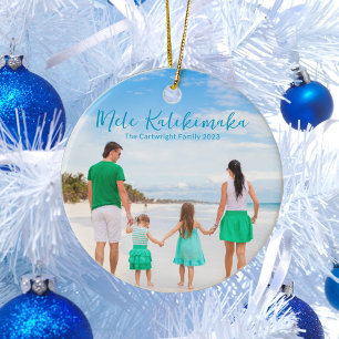 Décoration En Céramique Plage de la famille Mele Kalikimaka Photo 2023 Noë